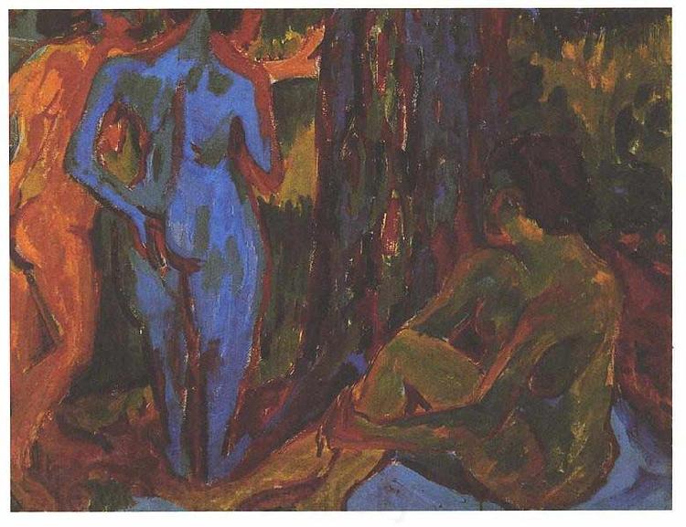 Ernst Ludwig Kirchner Three nudes Germany oil painting art